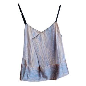 Derek Lam Abstract Print Cami Top Size L Spaghetti Strap Layered Hem Y2K Boxy